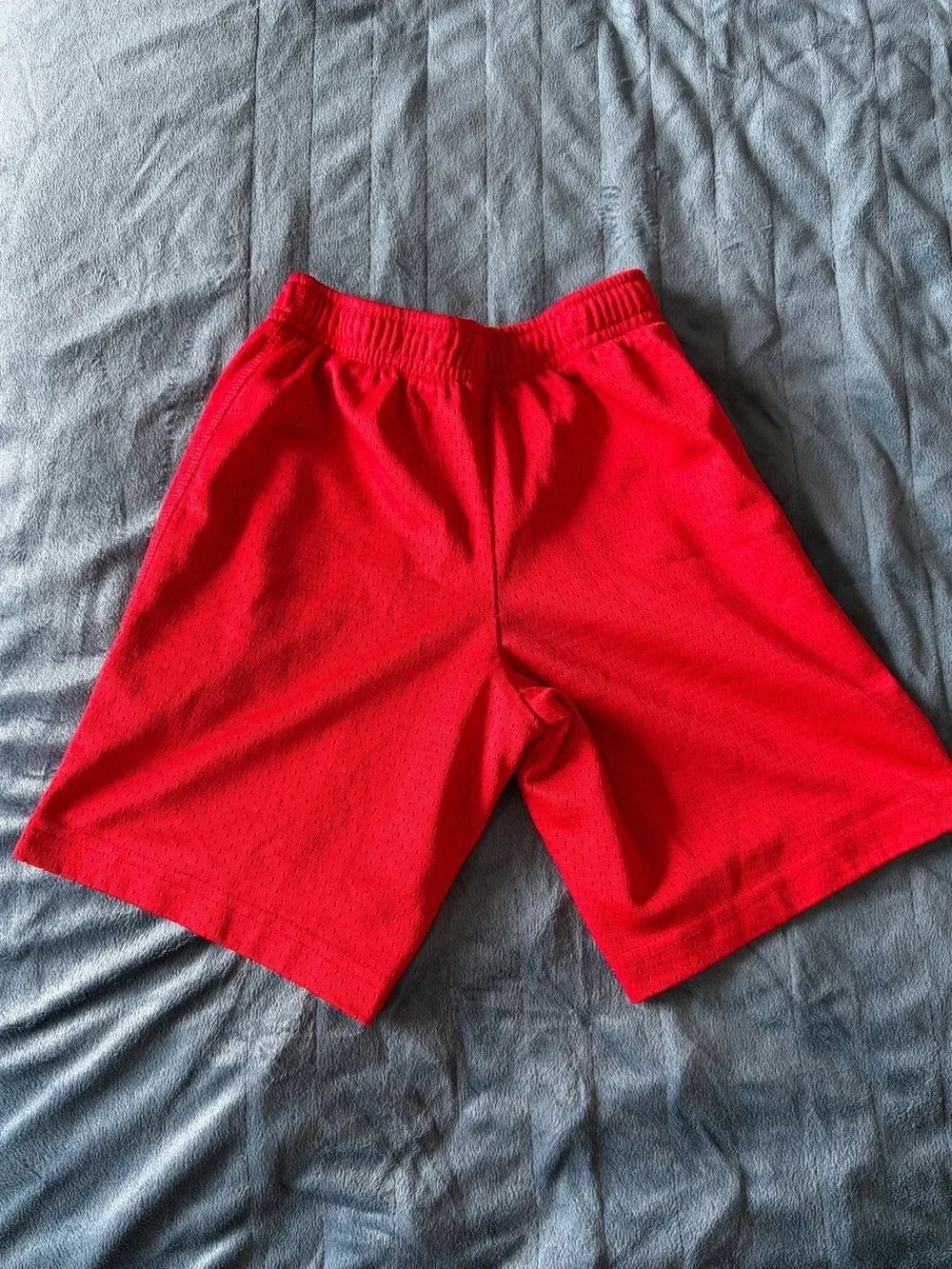 Nike Bright Red Kids Mesh Athletic Shorts with White Swoosh